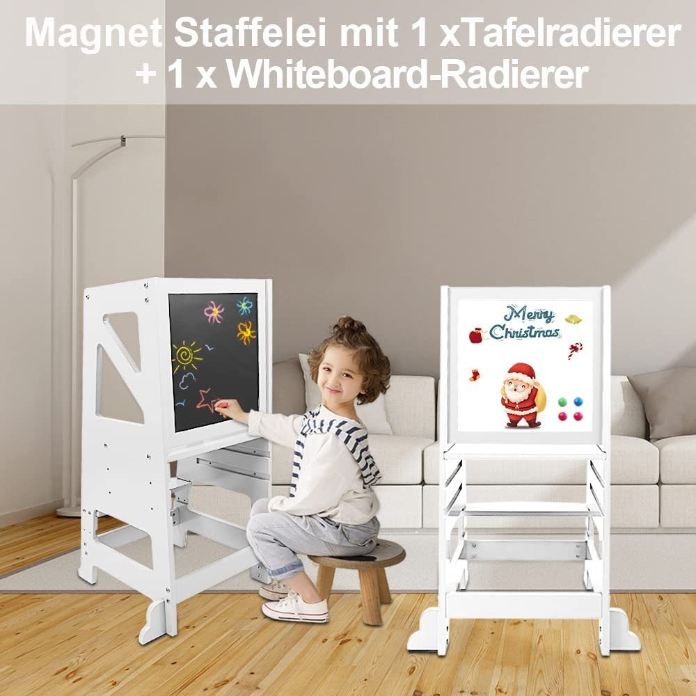 Dripex Stehhilfe Lernturm Für Kinder ab 1 Jahr Tritthocker mit Tafel