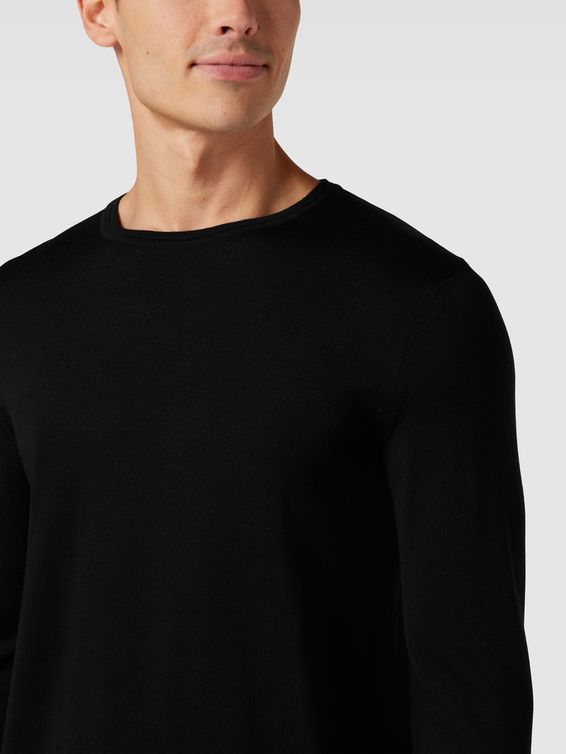 Pullover aus Merinowolle Modell 'Denny' in schwarz