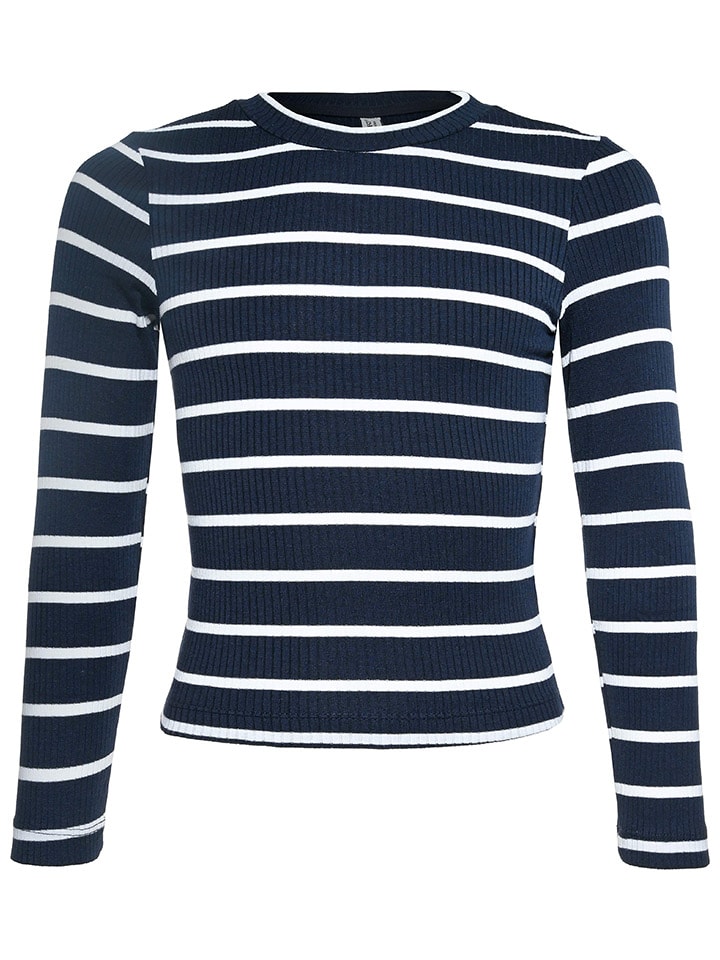 Blue Effect Longsleeve in Dunkelblau/ Weiß günstig kaufen