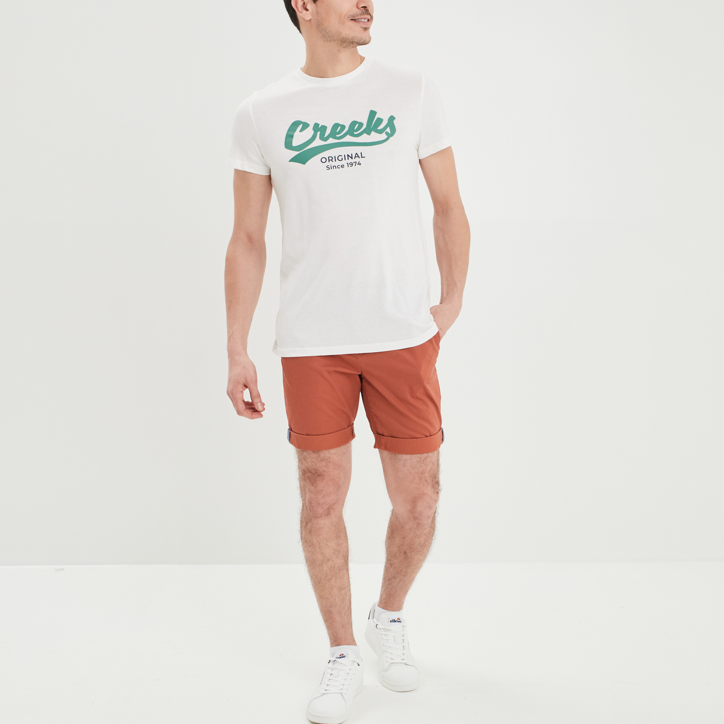 Bermuda chino droit Creeks terracotta homme | La Halle