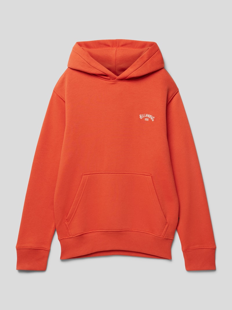 Hoodie mit Label-Stitching Modell 'ARCH' in orange