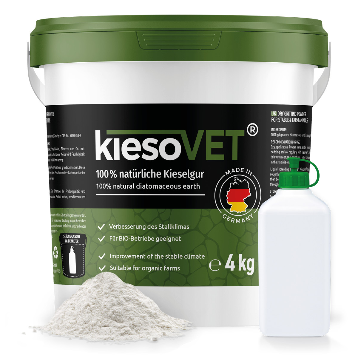 GreenPet Zubehör GreenPet Kieselgur inkl. Stäuberflasche 4kg