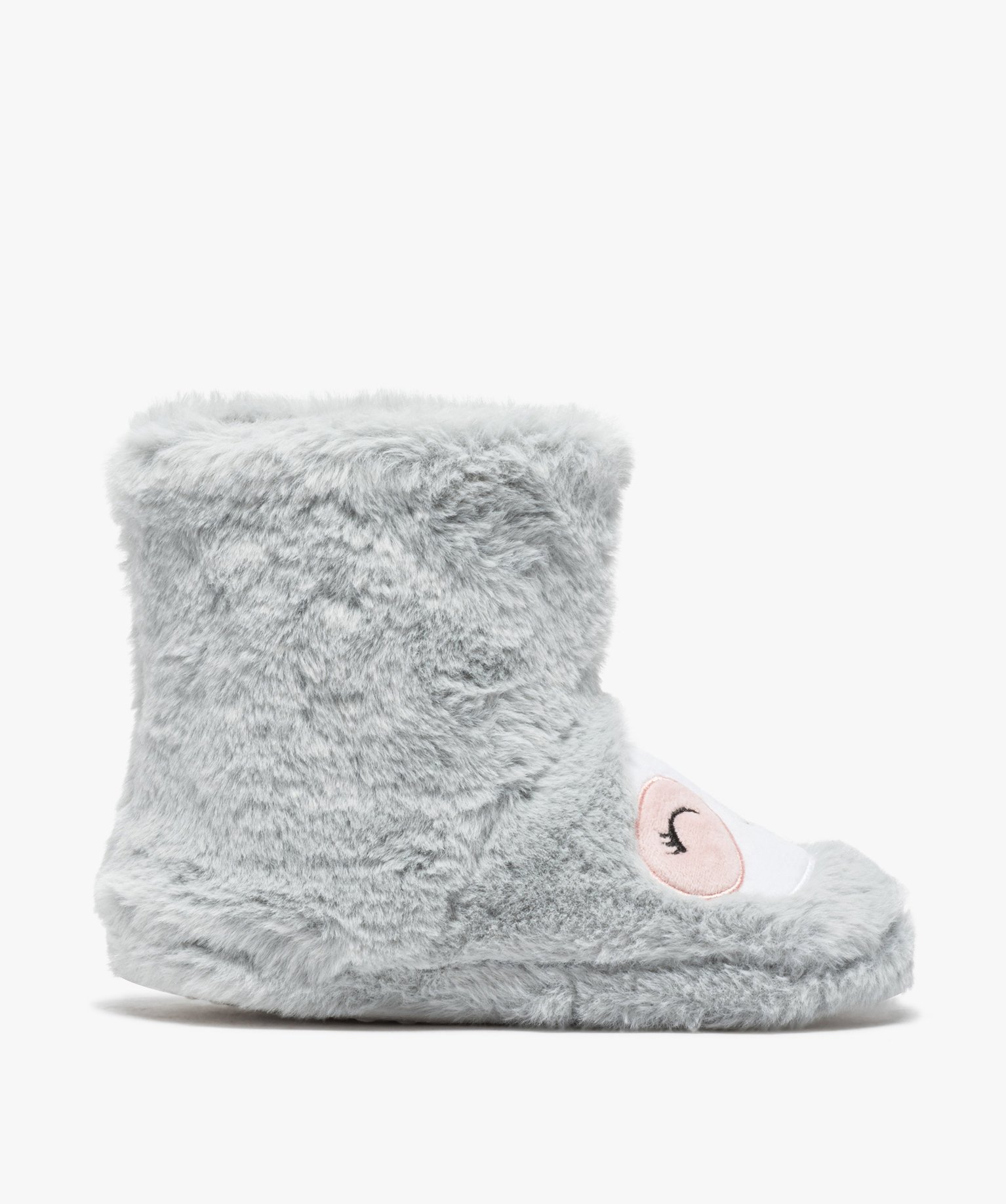 Chaussons fille boots brodés bébé phoque gris | GEMO