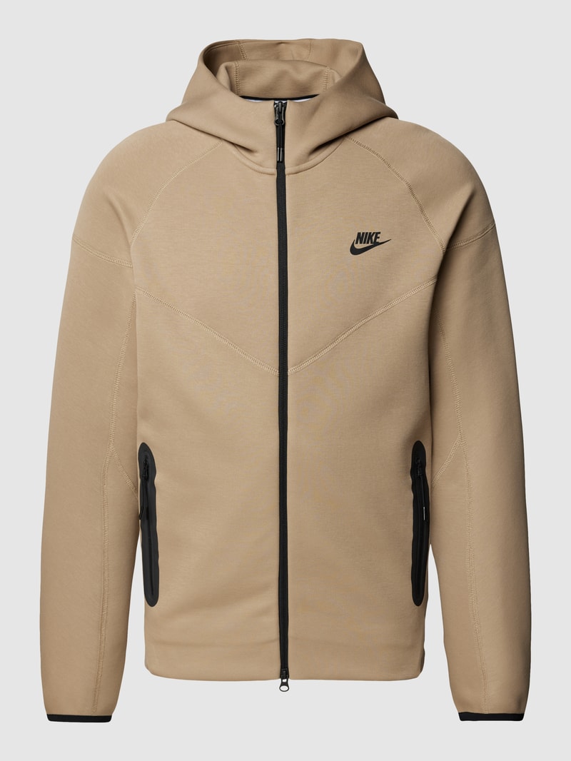 Sweatjacke mit Label-Details in khaki