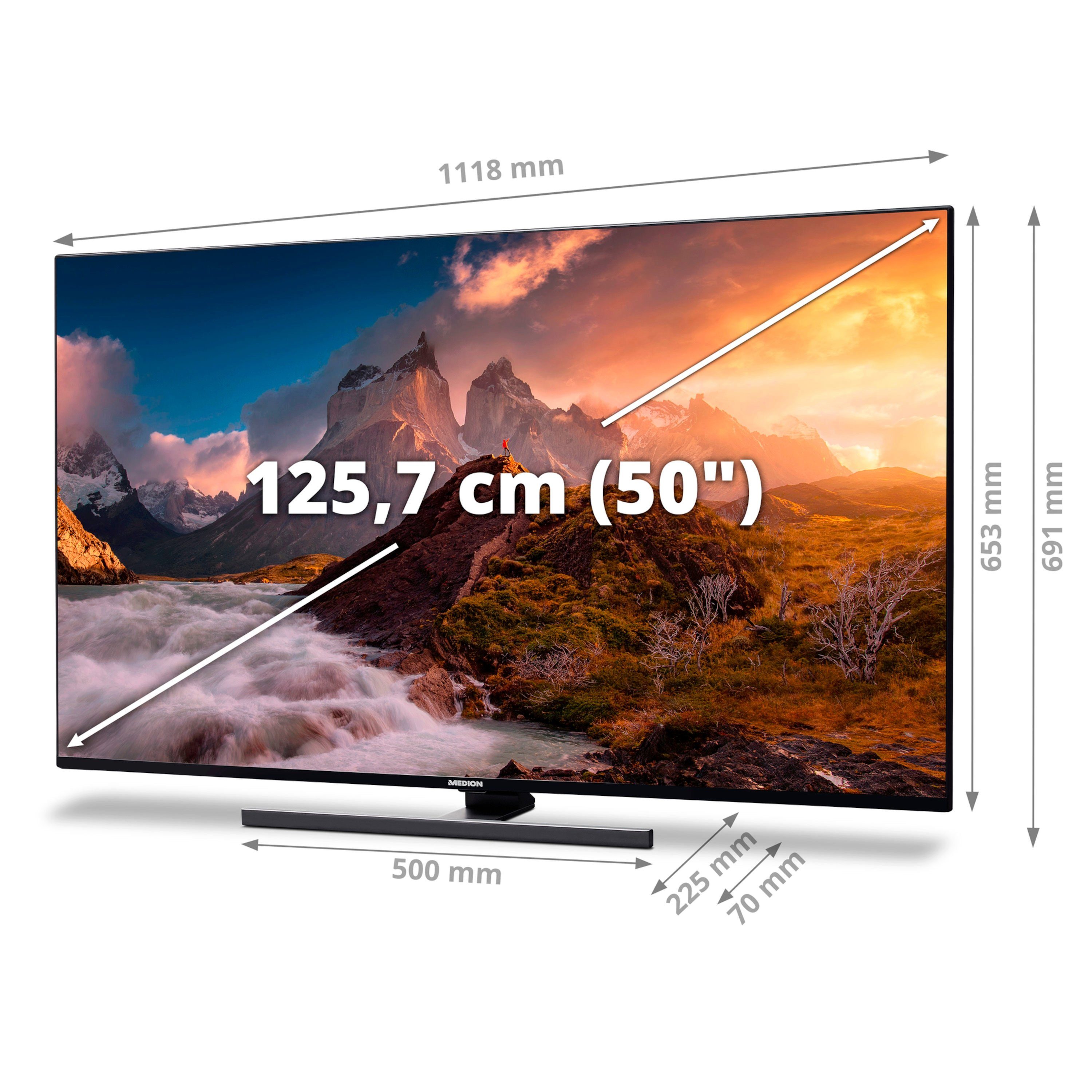 Medion® MD30060 LCD-LED Fernseher (125.7 cm/49.5 Zoll, 4K Ultra HD, Android TV, 60Hz, MD30060)