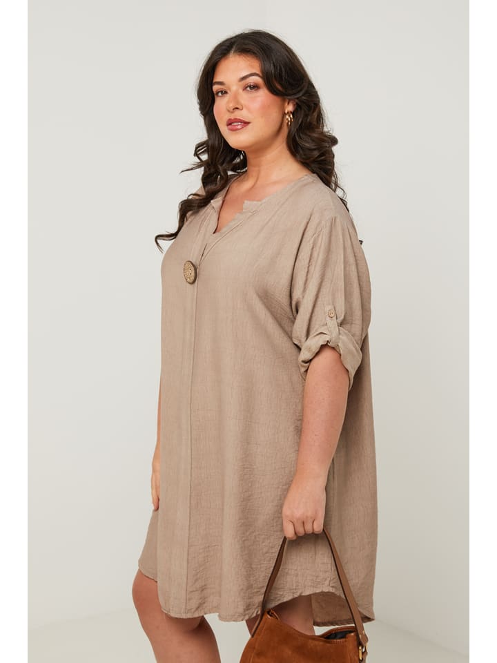 Curvy Lady Kleid in Taupe günstig kaufen
