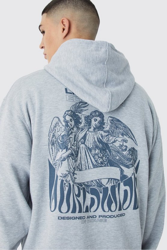 Oversize Hoodie mit Worldwide-Print