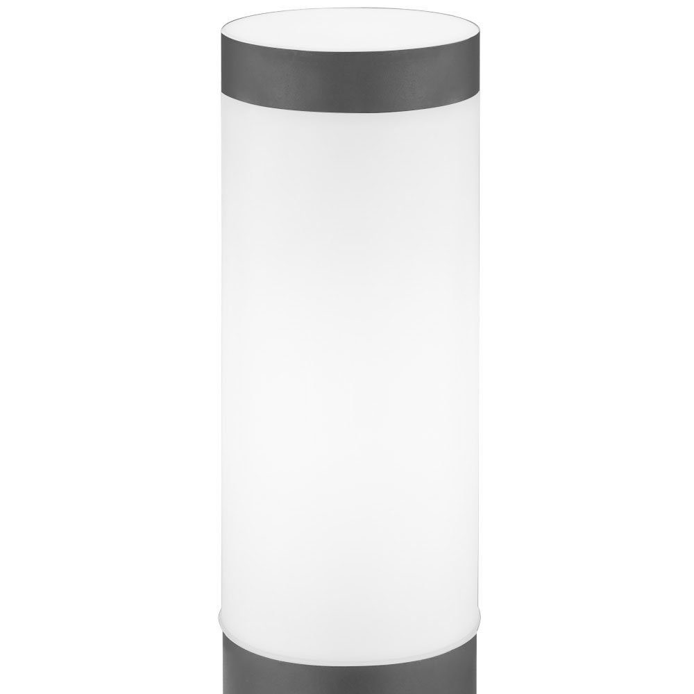 etc-shop Pollerleuchte, Leuchtmittel nicht inklusive, Außen Stehleuchte Edelstahl Säule anthrazit opal Garten