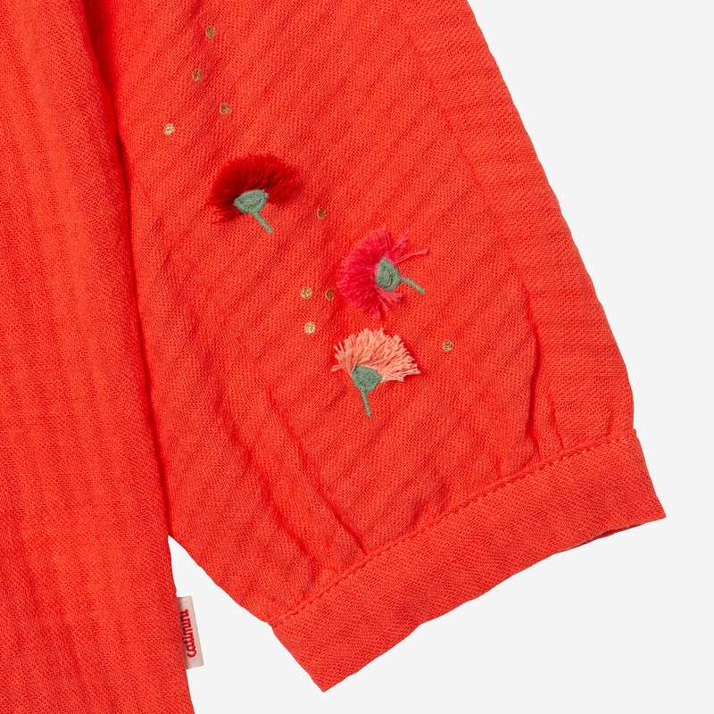 Chemise bébé fille armurée orange brodée Catimini