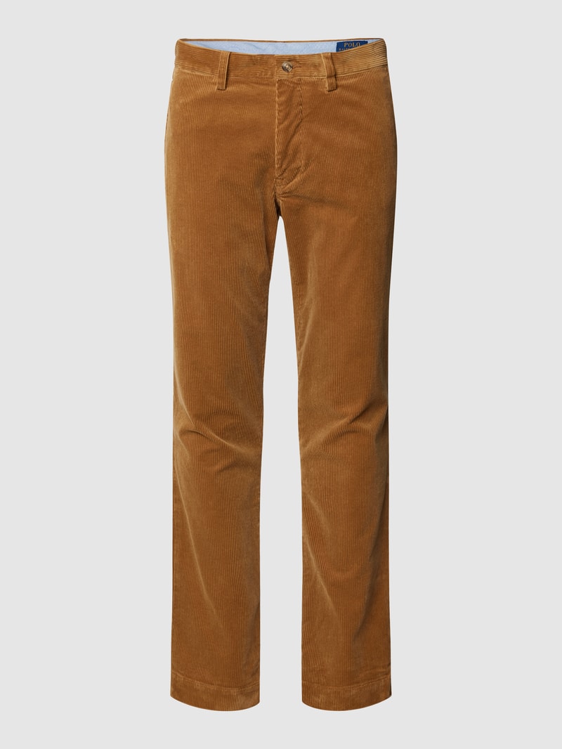Slim Stretch Fit Cordhose mit Knopfverschluss Modell 'BEDFORD' in beige