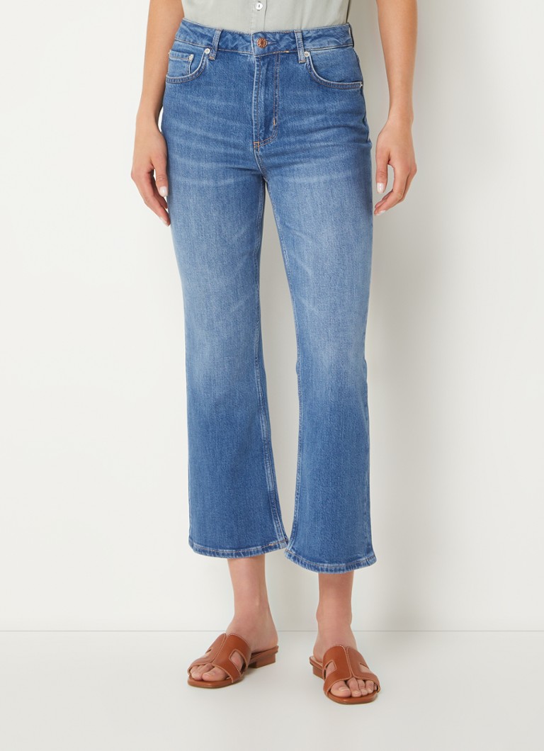 Calça jeans cropped flare de cintura alta Rails Sunset com lavagem média