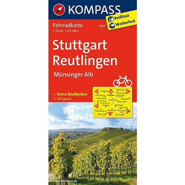Stuttgart - Reutlingen - Münsinger Alb 1 : 70 000 - Fahrradkarte