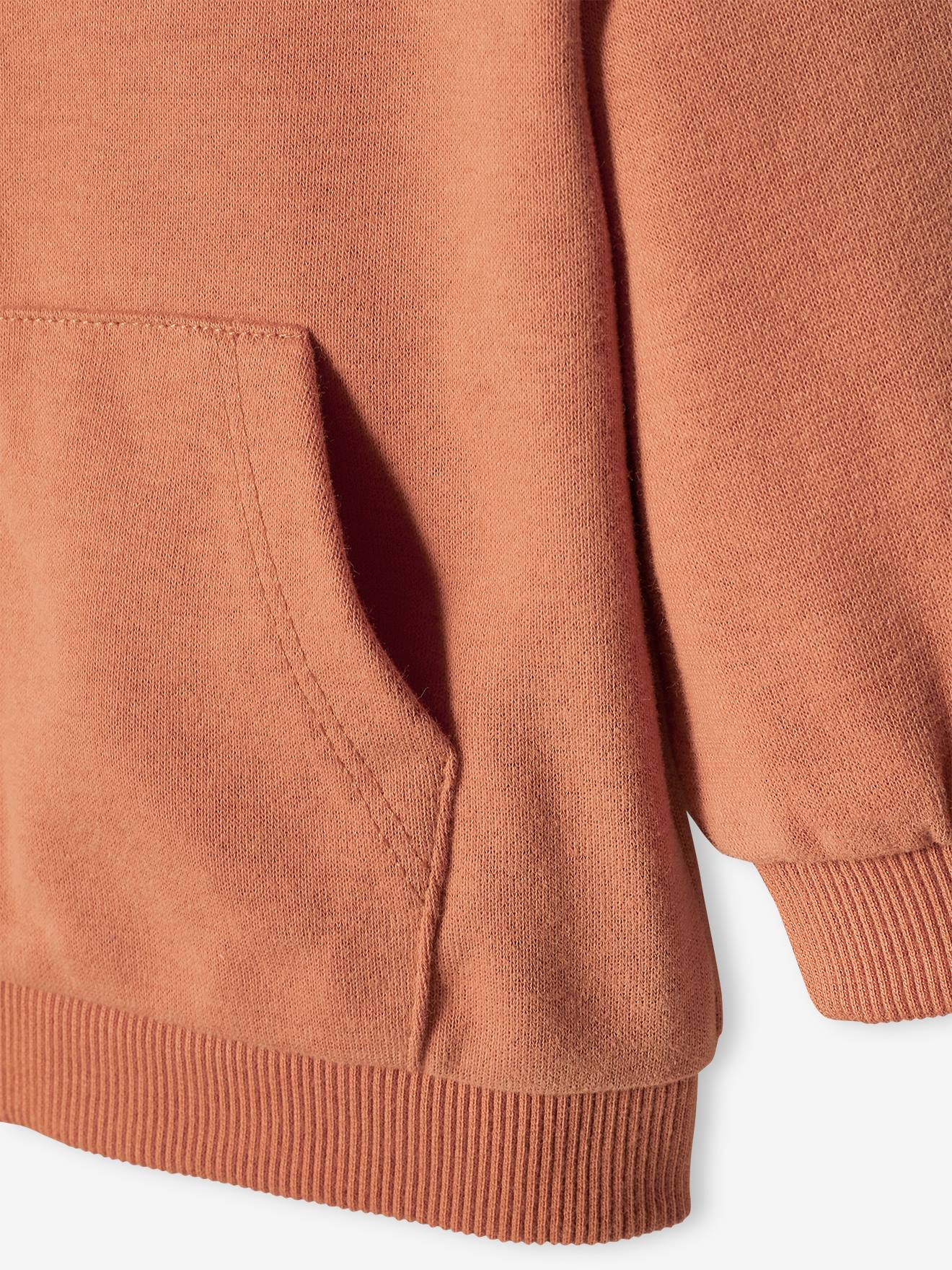 Cardigan à capuche bébé en molleton rouille