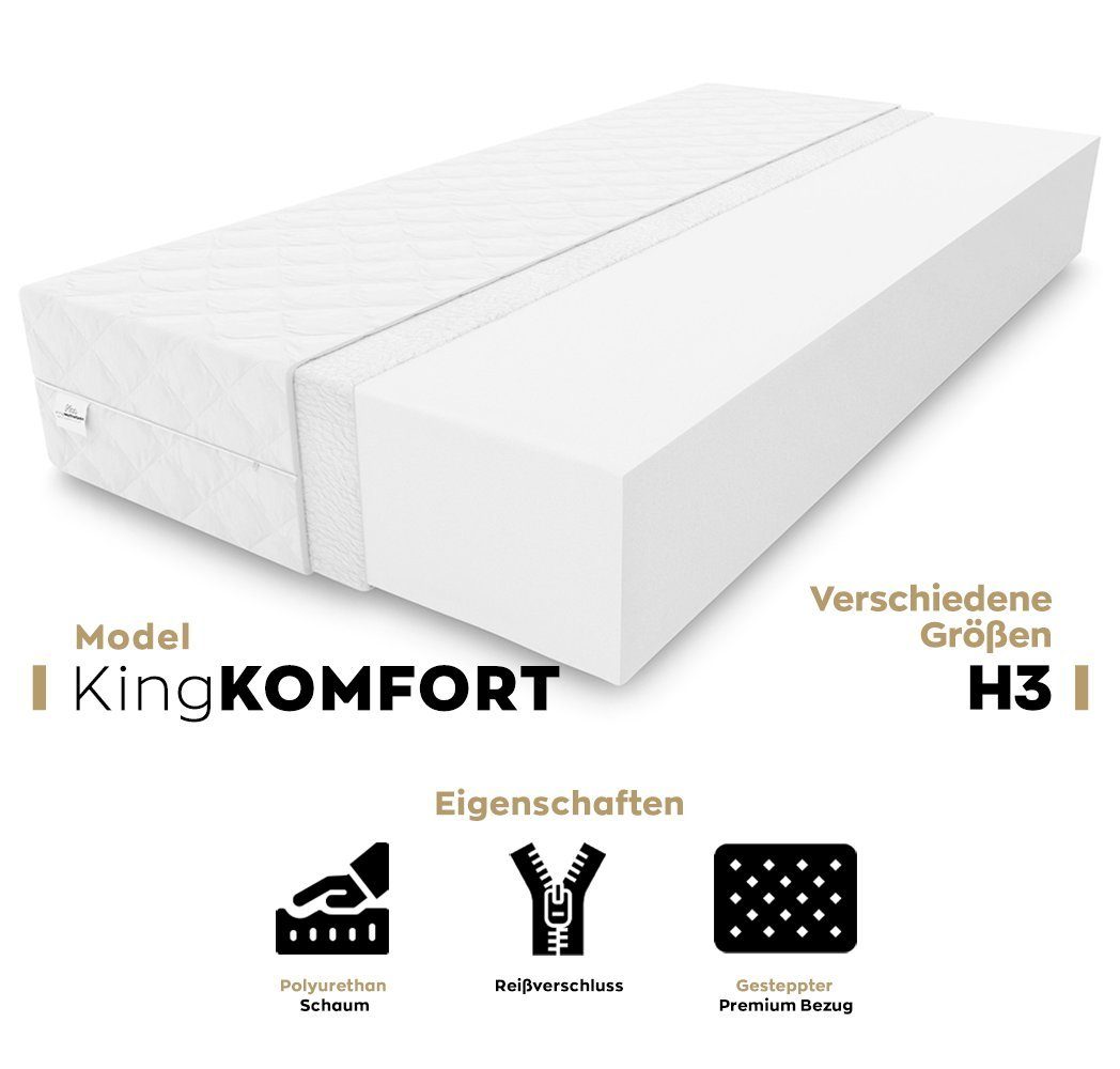 Kaltschaummatratze Matratzen rollmatratze kaltschaum H3 KingKOMFORT 10cm 90 x 190 x 10 cm, KingMatratzen, 10 cm hoch