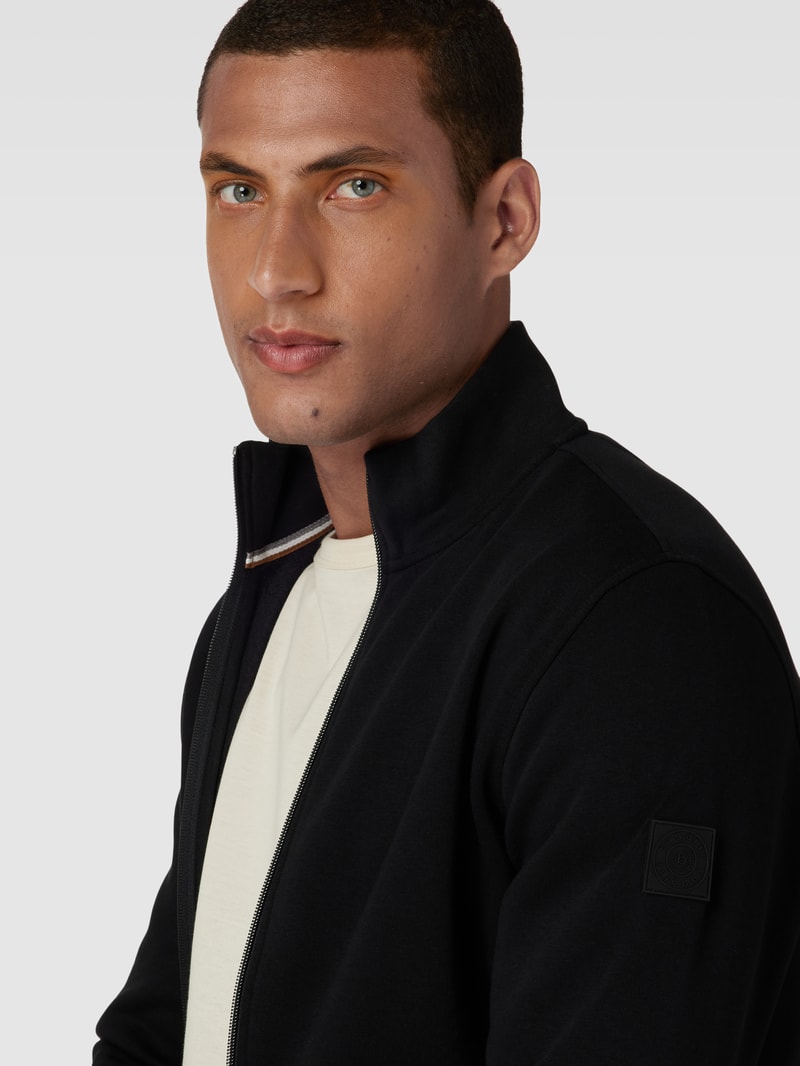 Sweatjacke mit Stehkragen in schwarz