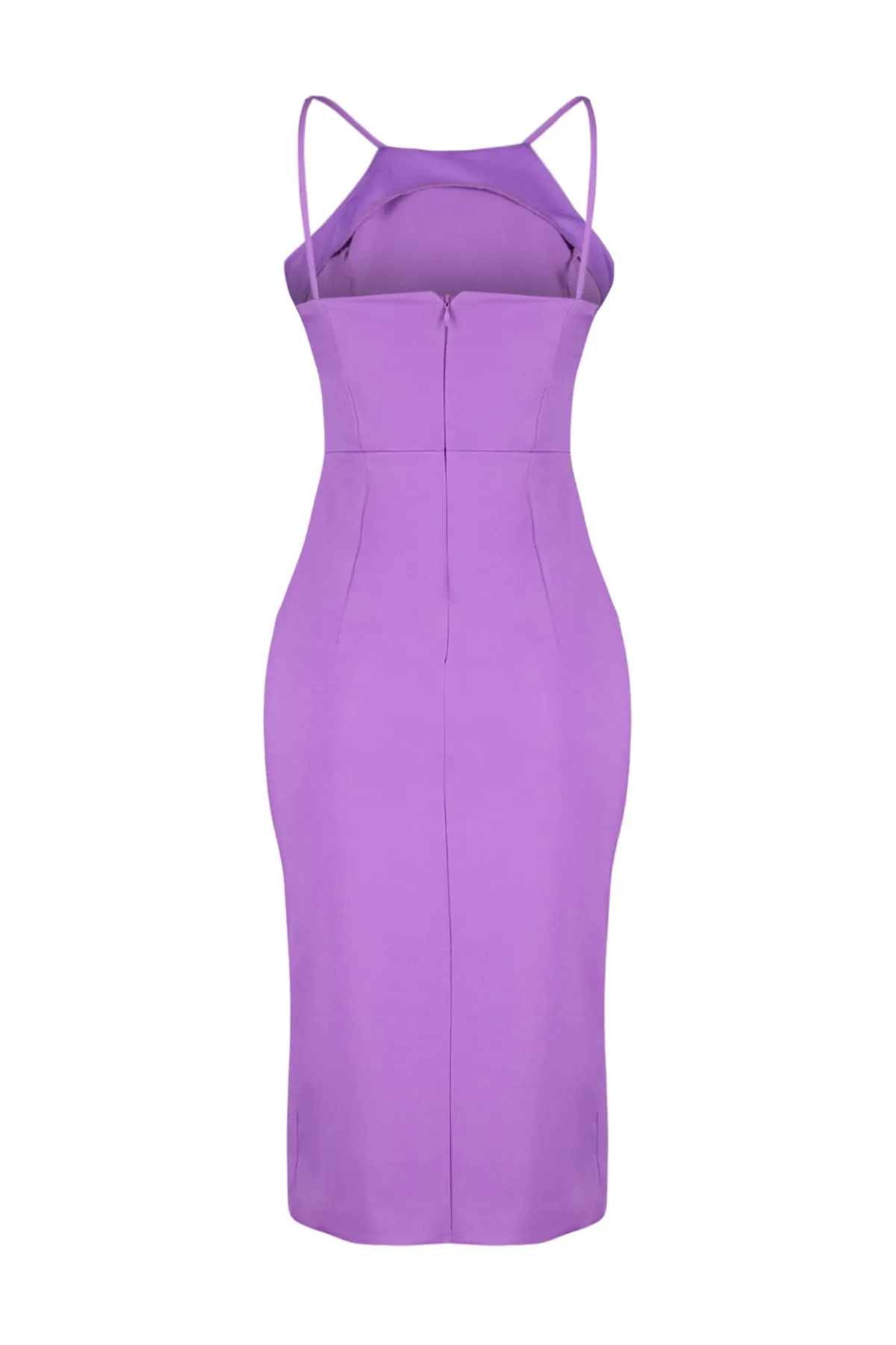 Trendyol Collection  Lilafarbenes Body-Wickelkleid mit Schlitz und Neckholder und gewebtem Midikleid TWOSS19BB0501