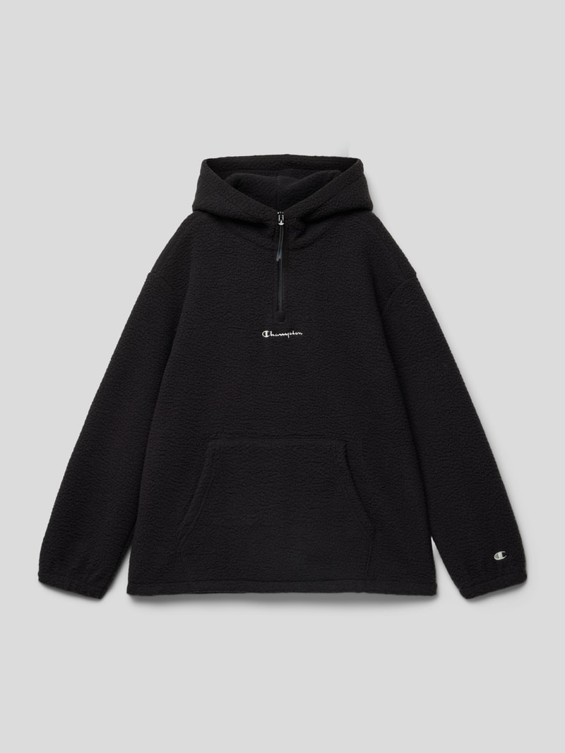 Hoodie mit Label-Stitching Modell 'Rochester' in schwarz