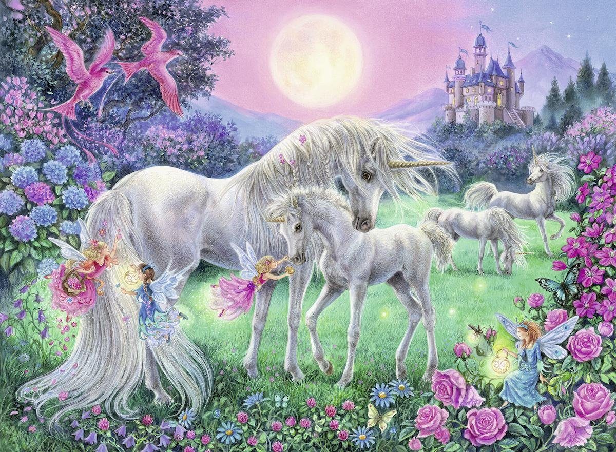 Ravensburger Puzzle Color Star Line, Einhörner im Mondschein, 100 Puzzleteile, leuchtet im Dunkeln, Made in Germany, FSC® - schützt Wald - weltweit