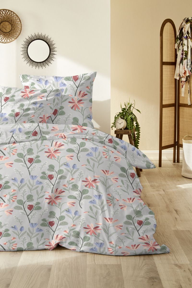 Hahn Biber Garnitur Blumen 135 x 200 cm