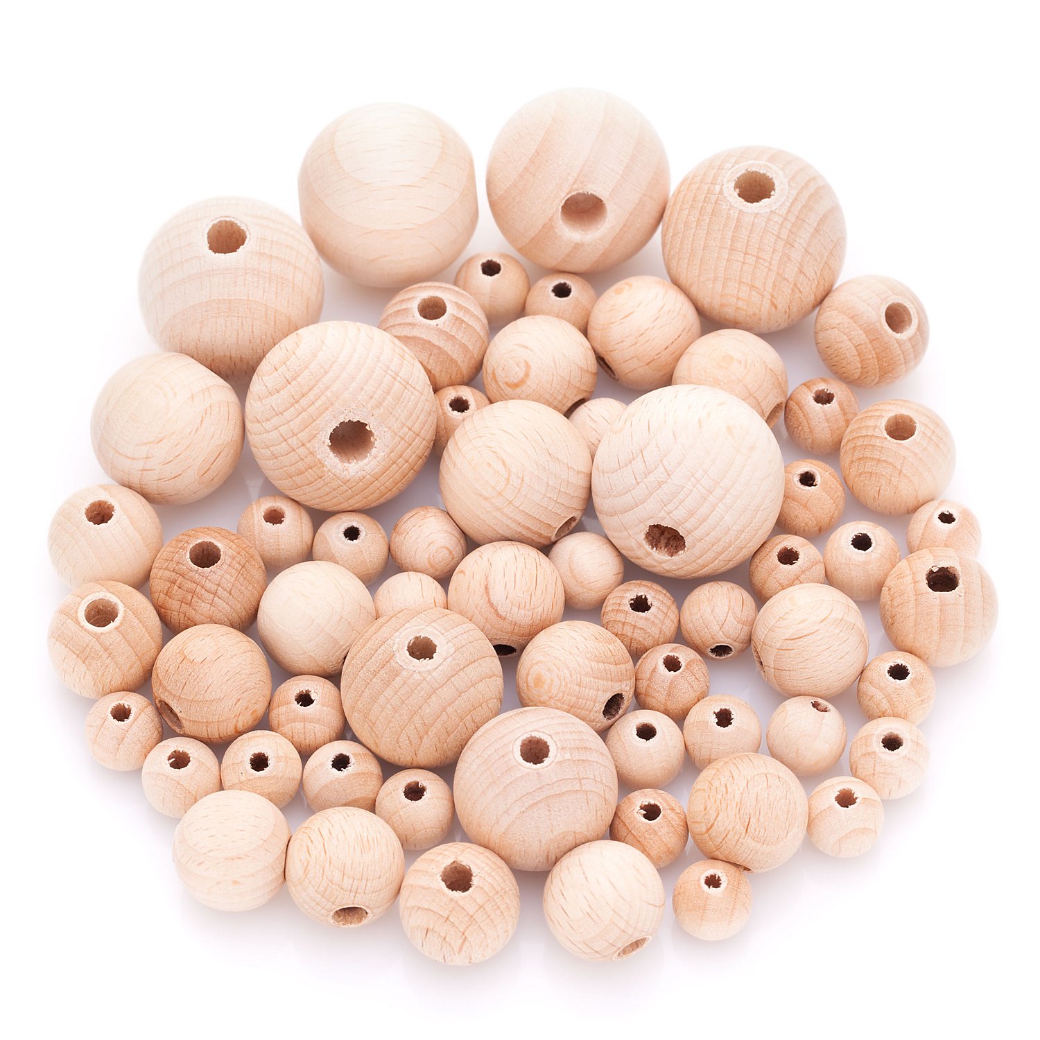 Holzkugeln, 10–25 mm Ø, 60 Stück
