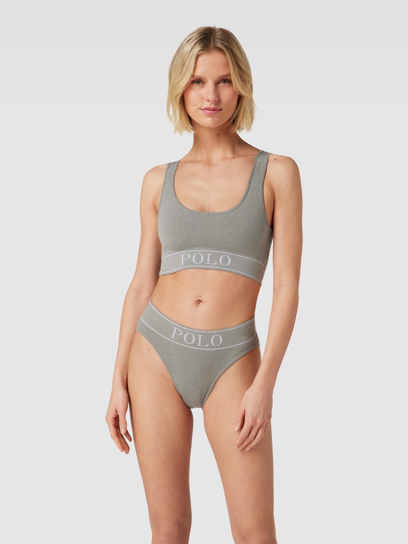 Bralette mit Label-Detail in hellgrau meliert