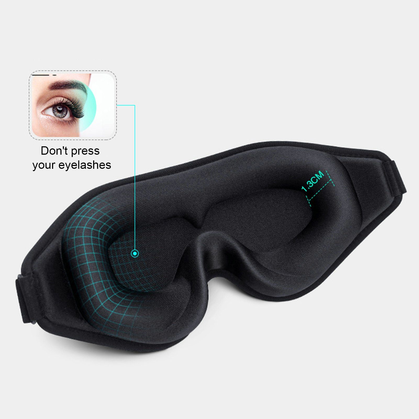farfi Gesichtsmaske Unisex 3D verstellbare Verdunkelungs-Schlafaugenmaske, elastisch,einstellbar,atmungsaktiv,Schattierung