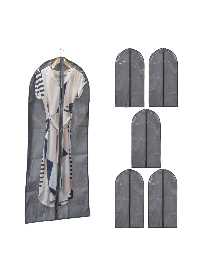 relaxdays 6 x Kleidersack in Grau/ Transparent - (B)60 x (H)135 cm günstig kaufen onesize