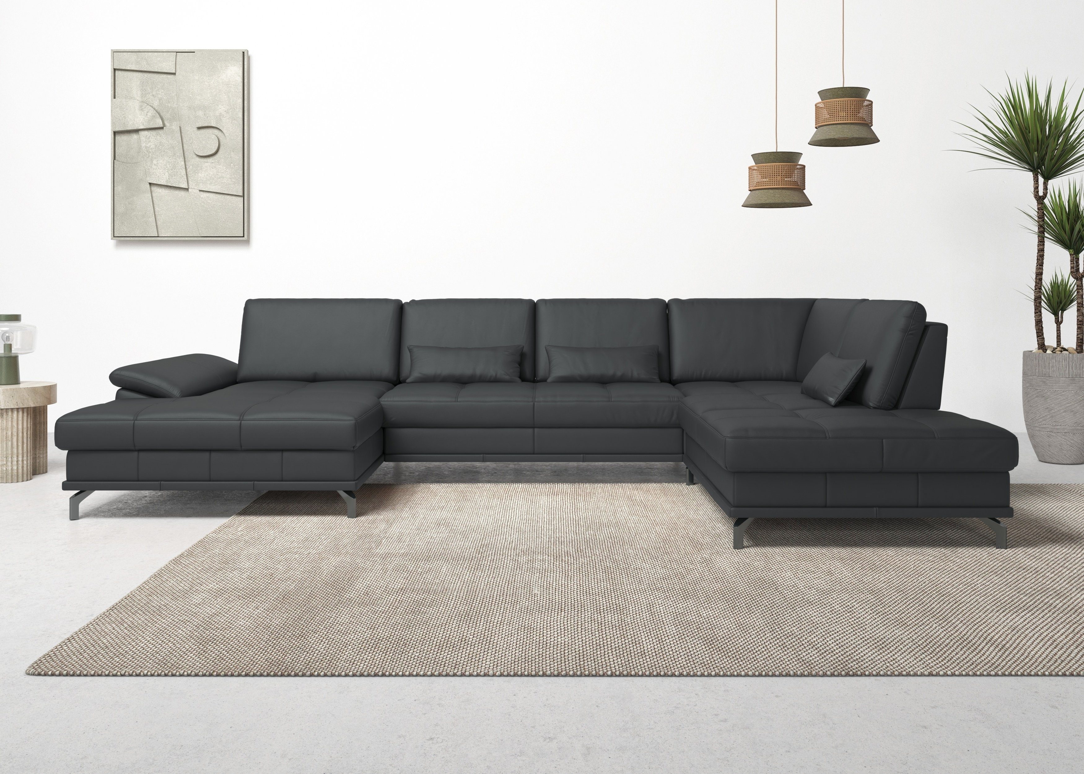 Places of Style Wohnlandschaft Costello, incl. Sitztiefenverstellung und Armlehnfunktion, 3 Nierenkissen