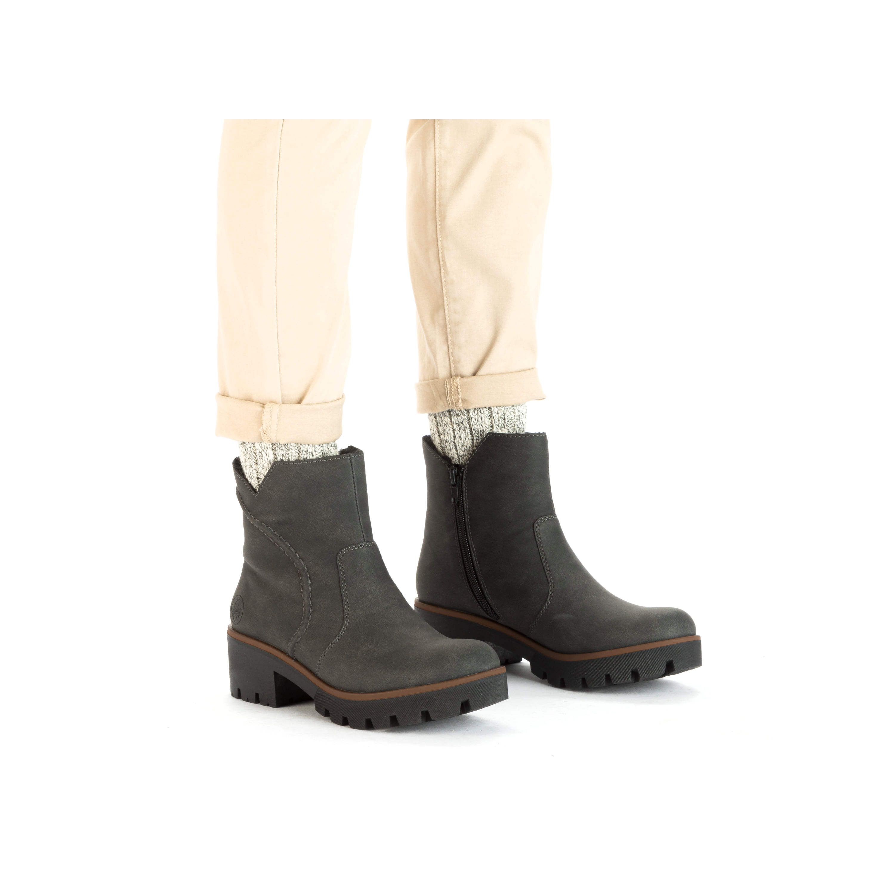 Rieker Damen Kurzstiefel braungrau