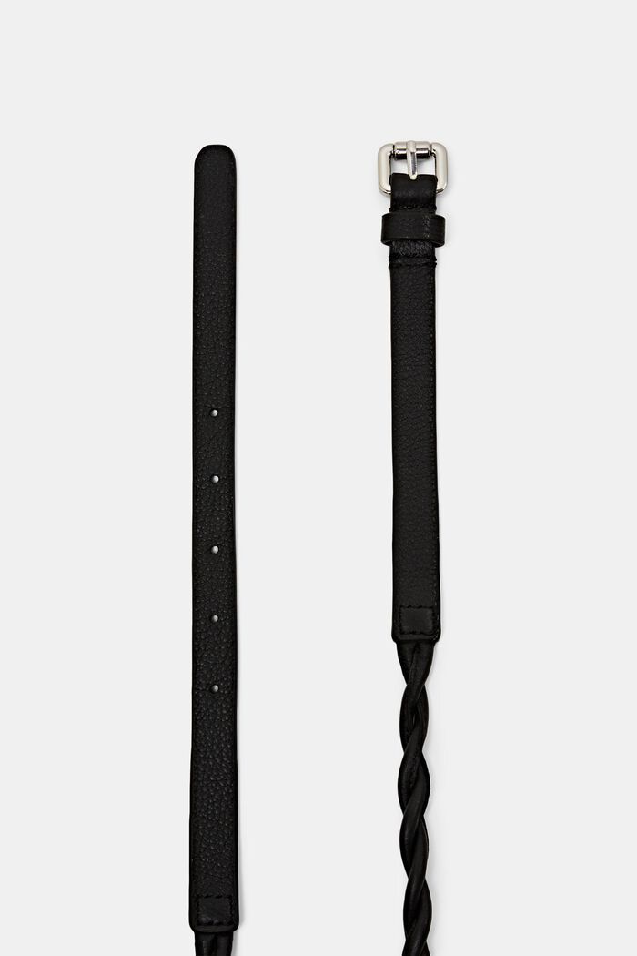 Schmaler Flechtgürtel aus Leder mit Metallschnalle