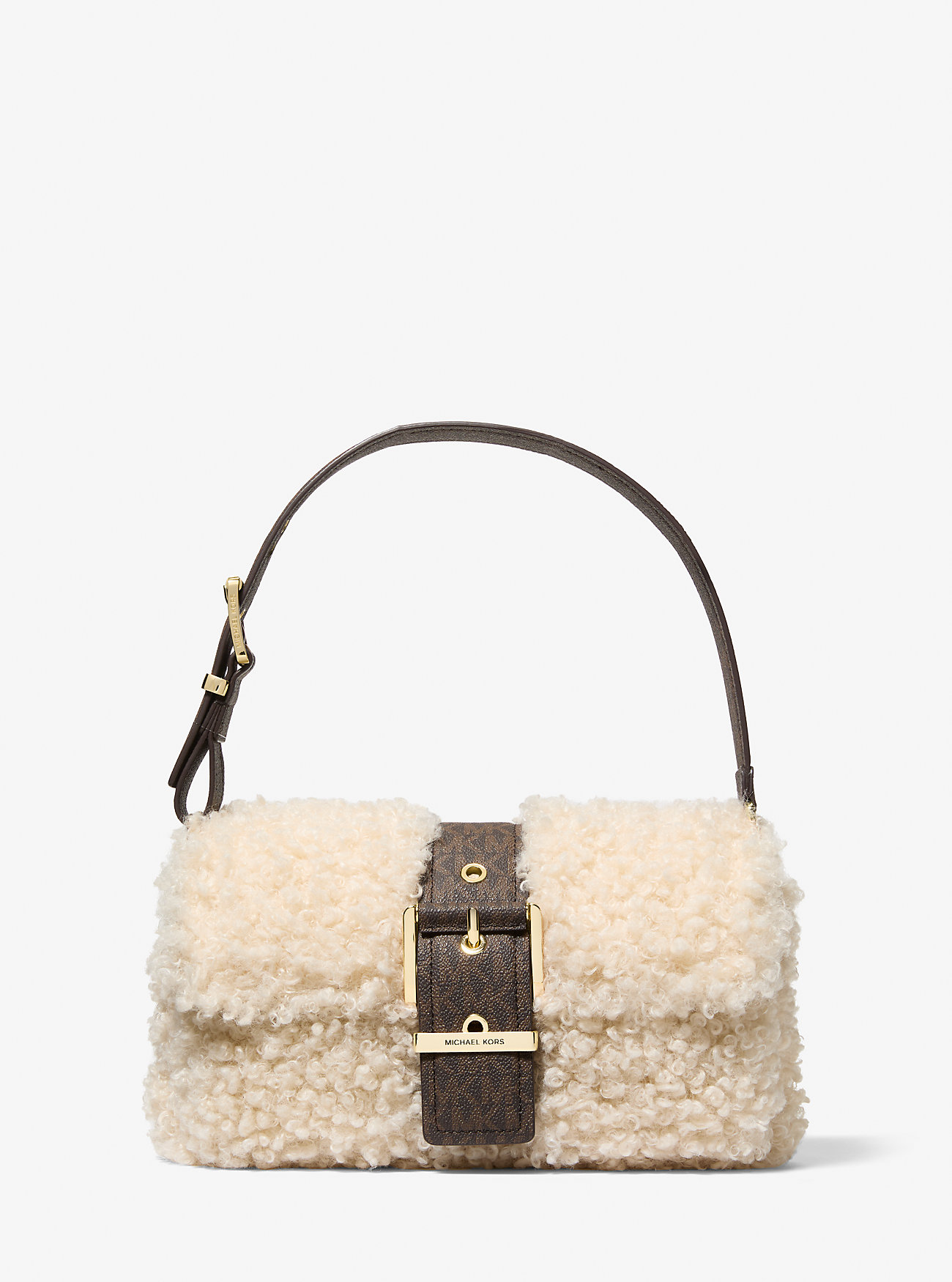 Colby Medium Faux Shearling Shoulder Bag - NATURAL COMBO