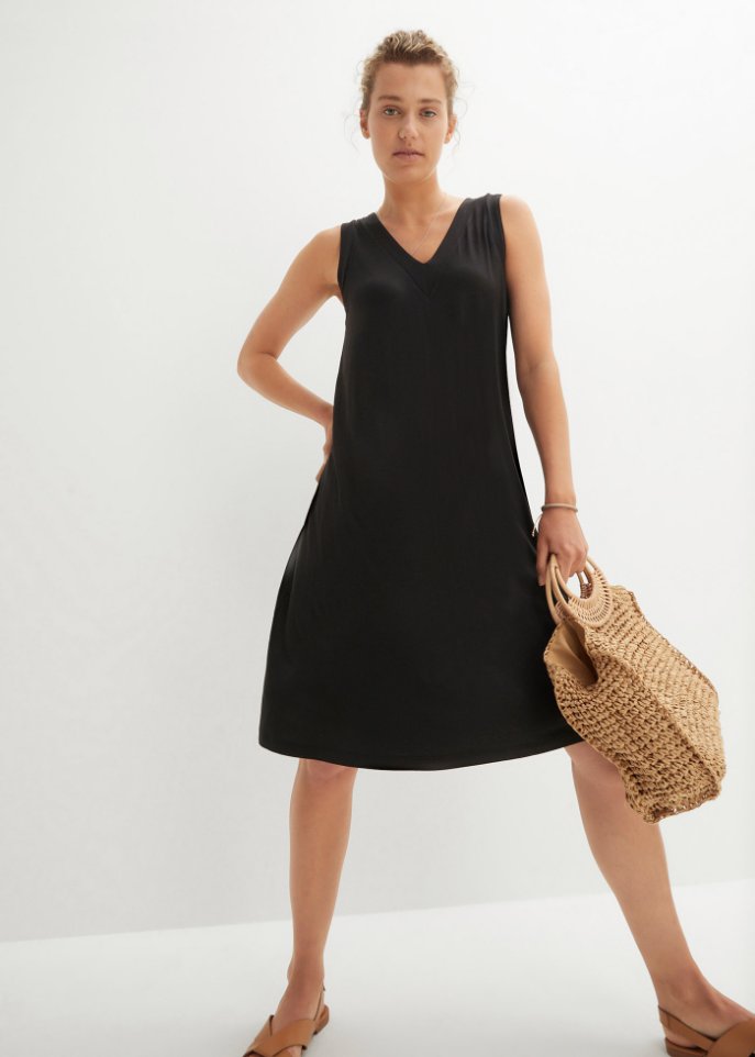 Lockeres Hängerkleid mit V-Ausschnitt
