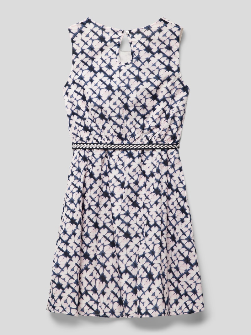 Kleid mit Allover-Muster in marineblau
