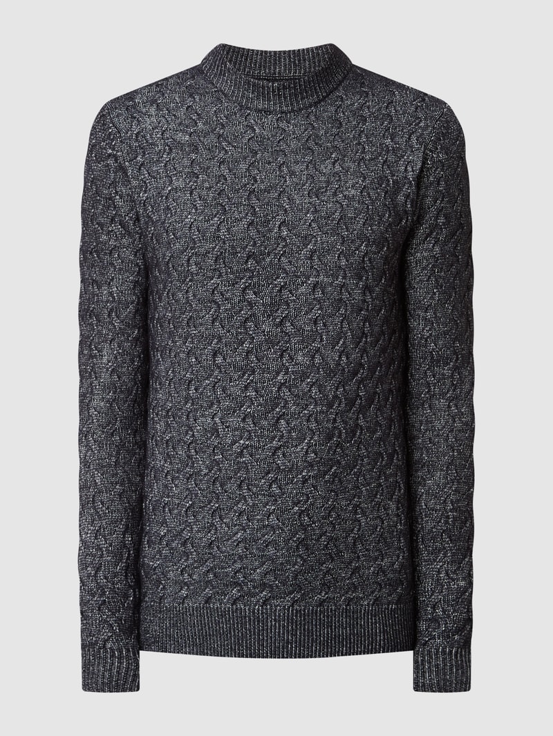 Pullover mit Zopfmuster in marineblau