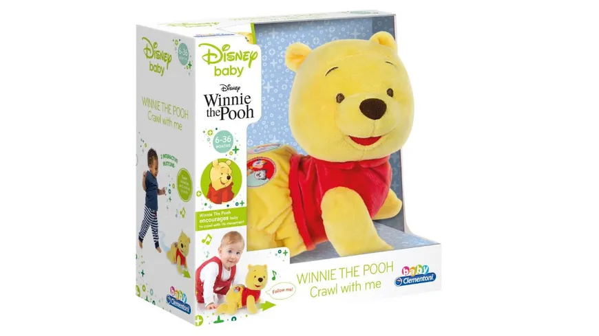 Clementoni -  baby - Winnie The Pooh - Krabbel mit mir Lern-Plüschtier
