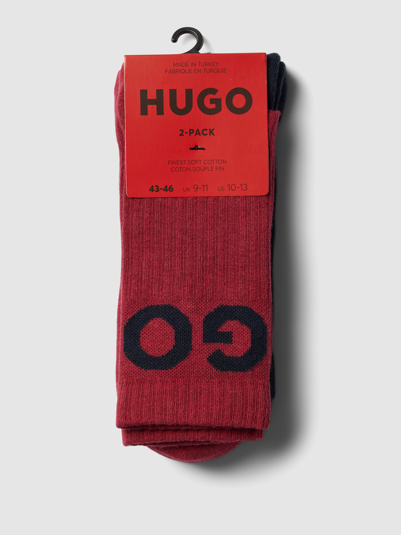 Socken mit Label-Stitching im 2er-Pack in bordeaux rot