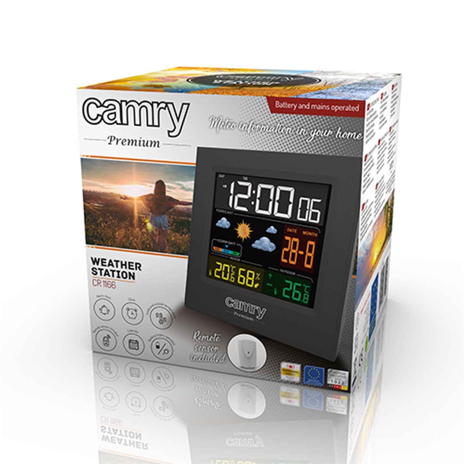 Camry CR 1166 Wetterstation (Temperatur u. Luftfeuchtigkeit im Innen- u. Außenbereich; kabelloser Außensensor)