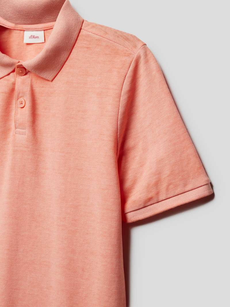 Poloshirt in melierter Optik in orange