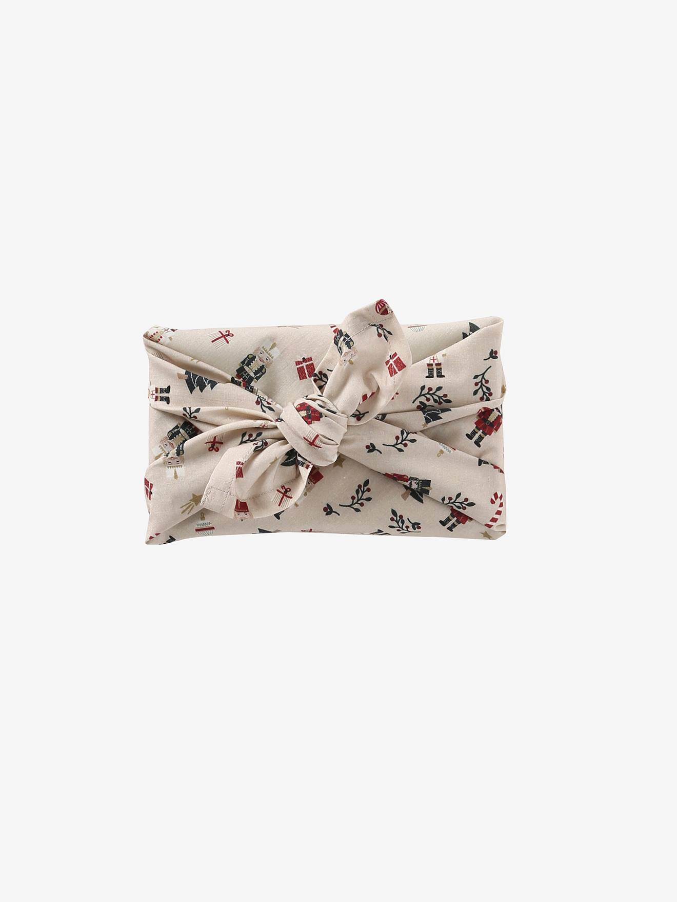 Vertbaudet 2er-Set Furoshiki-Geschenkverpackung NUSSKNACKER - beige