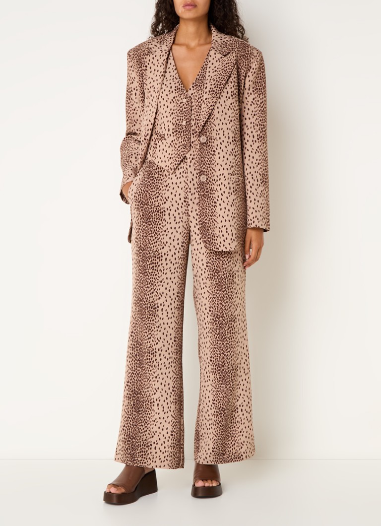 Pantaloni a vita alta, gamba larga e raffinati con stampa leopardata del marchio Department Puck.