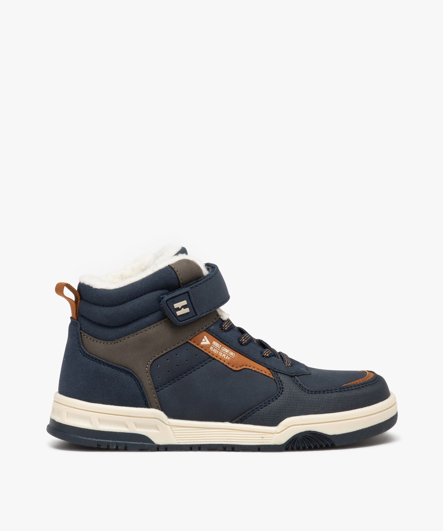Boots Garçon fourrées sherpa à scratch - Hobiz marine | GEMO