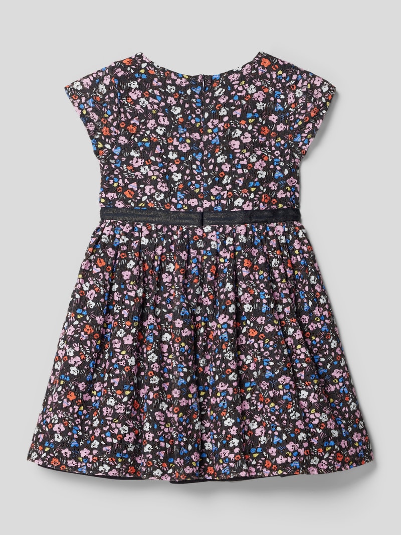 Midikleid mit Lochstickerei in marineblau