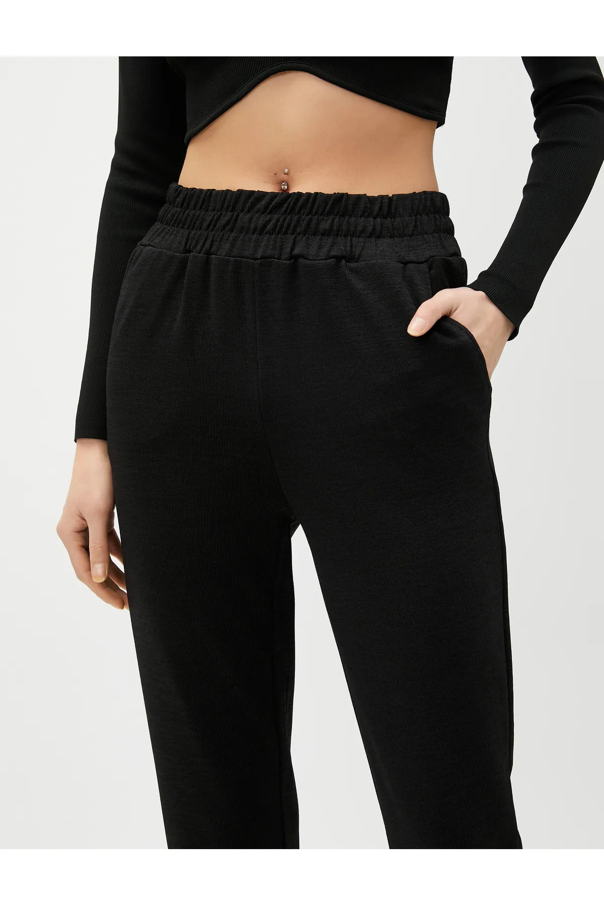 Koton  Melange gemusterte Jogger-Jogginghose mit elastischer Taillentasche