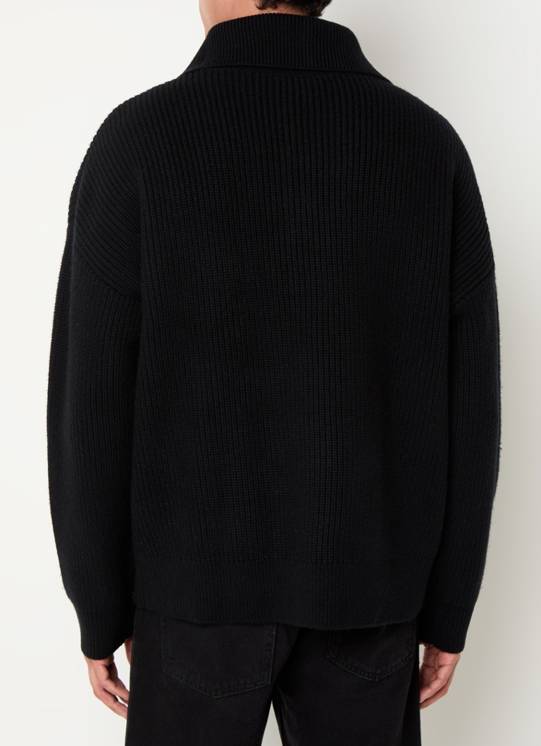 Sandro Chunky knit sweater in cashmere blend with half zipper