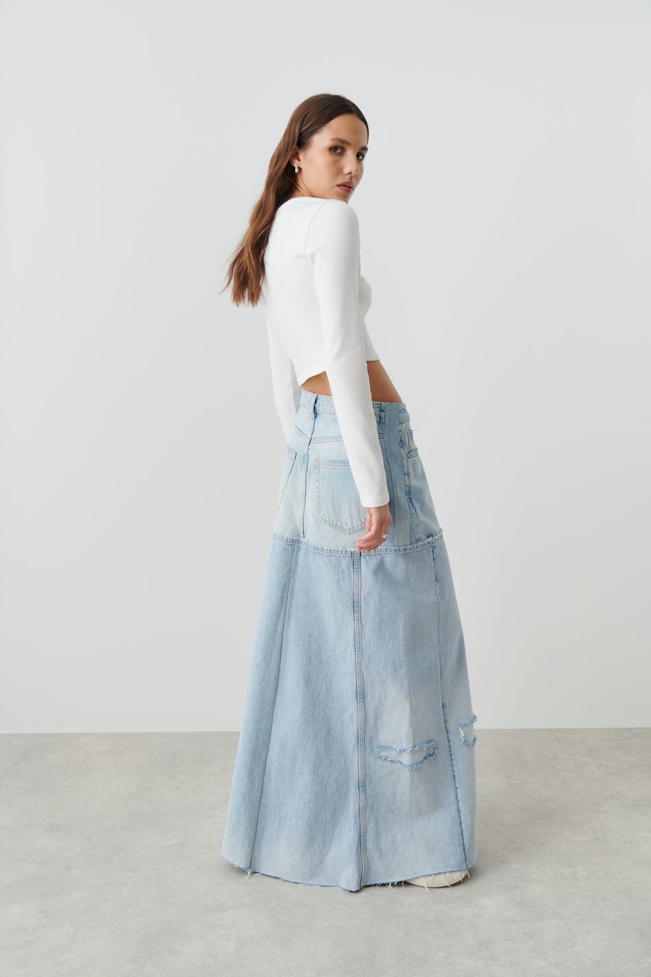 Remade denim skirt
