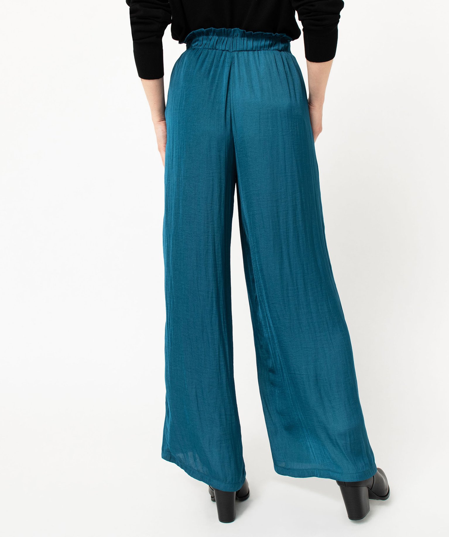 Pantalon de soirée en satin femme bleu | GEMO