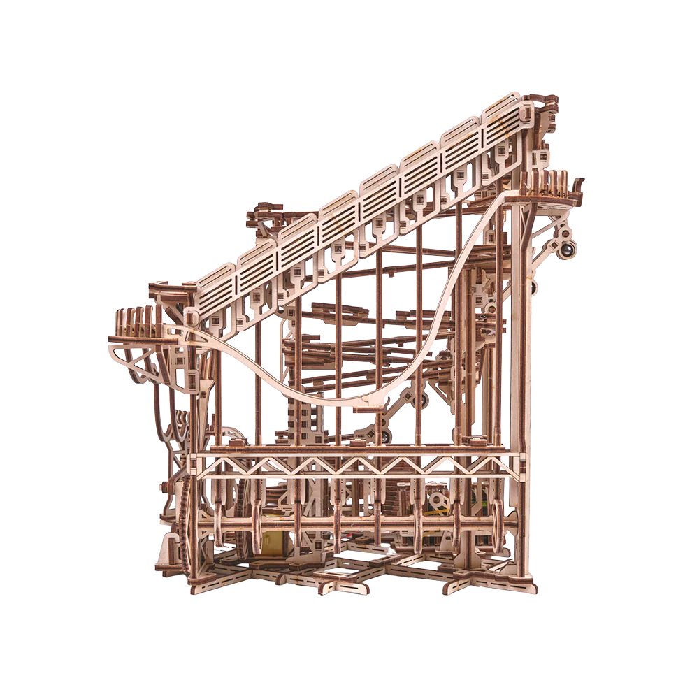 WoodTrick Puzzle WoodTrick Spiral Murmelbahn - Elektrisch Mechanisches Holzpuzzle, 558 Puzzleteile
