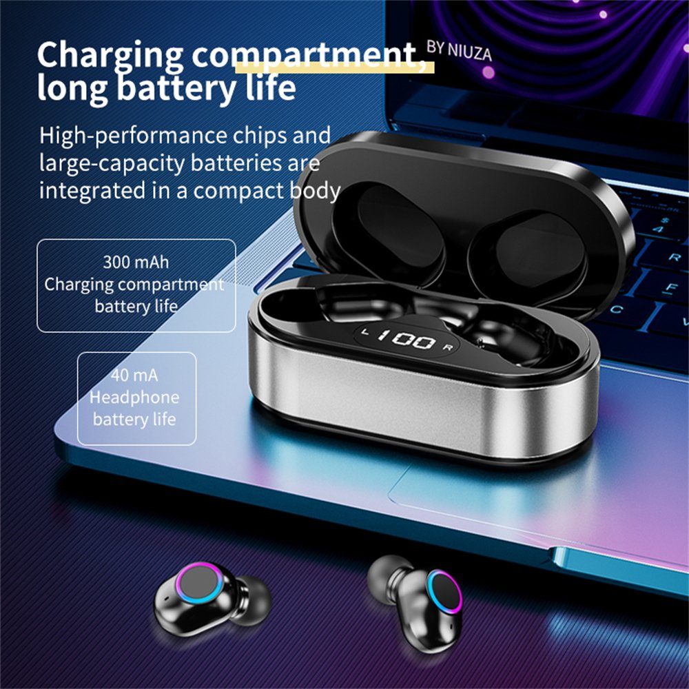 Mutoy Kabelloser Kopfhörer, Transparenter Bluetooth-Kopfhörer In-Ear-Kopfhörer (Stereo-Kopfhörer, Ultraleichtes Design, Geringer Stromverbrauch)