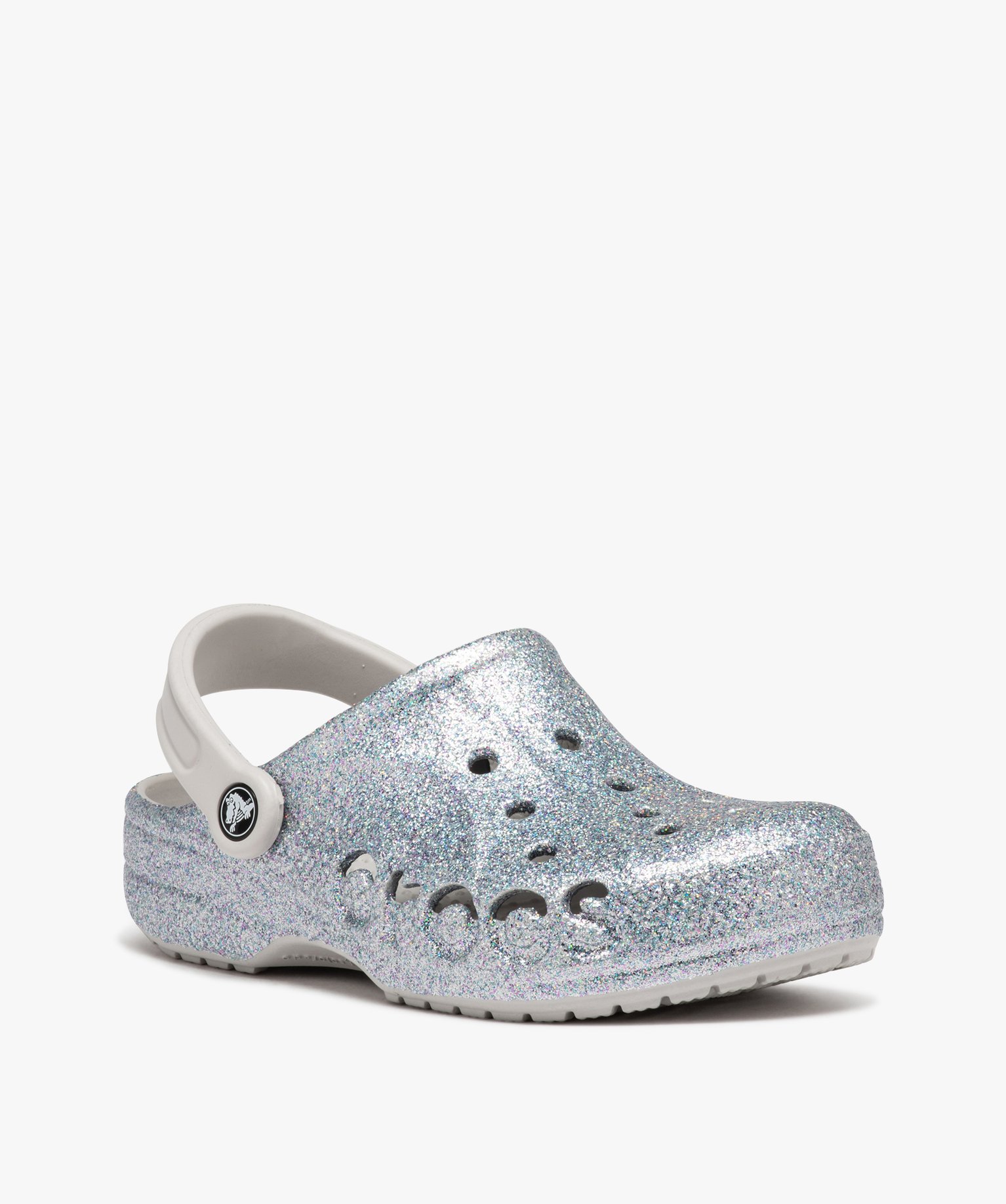 Sabots souples femme dessus perforé à paillettes - Crocs argent | GEMO