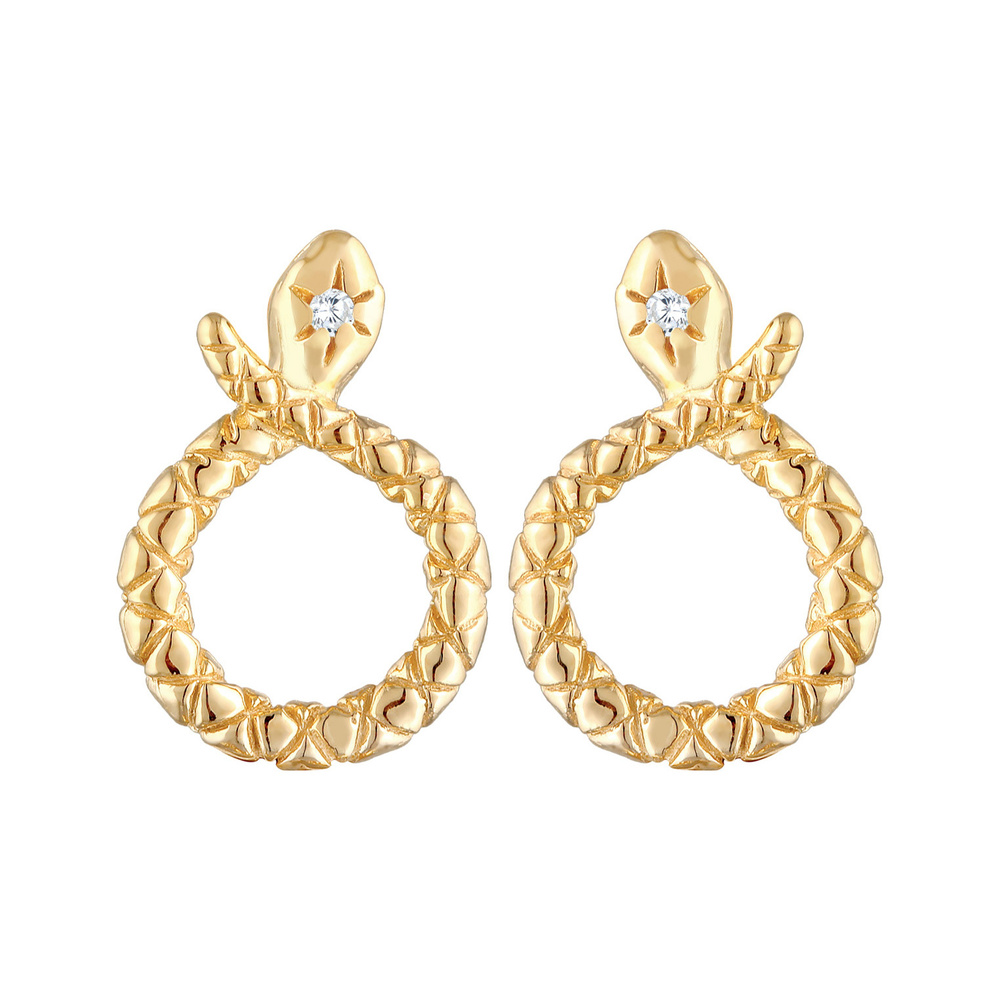 Elli Elli Boucles d'Oreilles Femme serpent avec cristaux zirconium en argent sterling  Boucles d'oreilles